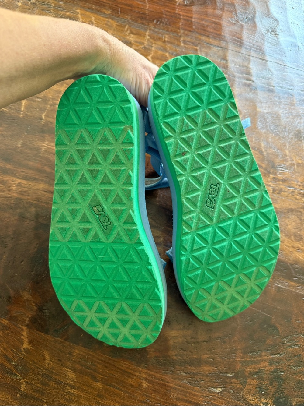 Teva Blue and Green Strap Platform Sandals - Picture 9 of 12